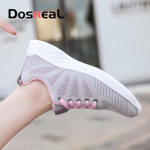 Dosreal Women Fashion Sneakers Mesh Casual Shoes For Ladies Flats Shoes Lace-up Outdoor Leisure Sneakers Spring Soft Shoes Big