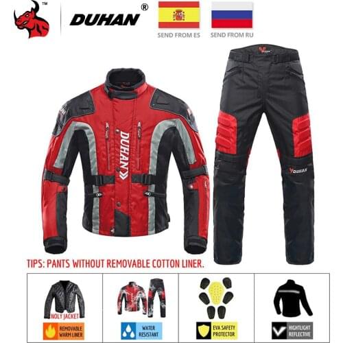 DUHAN Motorcycle Jacket Man Motocross Suit Wearable Chaqueta Moto Motorbike Riding Jacket Moto Clothing Set For 4 Season