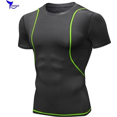Elastic Breathable Short Sleeve Runnint Shirts 2020 Quick Dry Compression Fitness T-Shirt Men Crossfit Gym Training Sportswear