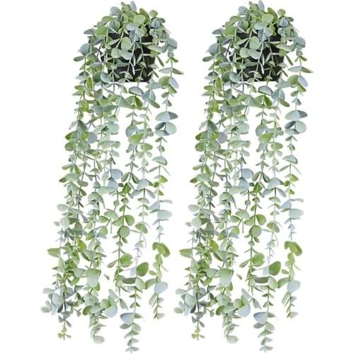 Artificial Potted Plants Fake Vine Hanging Leaves Home Kitchen Garden Office Wedding Wall Decoration 2 Pack Artificial Plants