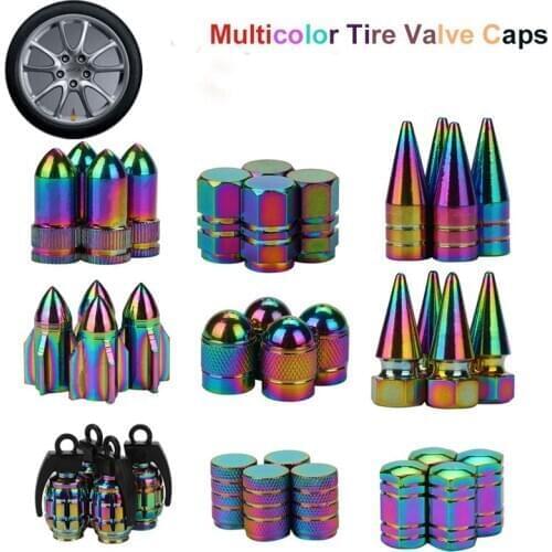 CARPRIE Car Tire Valve Stem Caps 4PCS Multicolor Aluminum Bullet Car Truck Air Port Cover Tire Rim Valve Wheel Stem Caps je14
