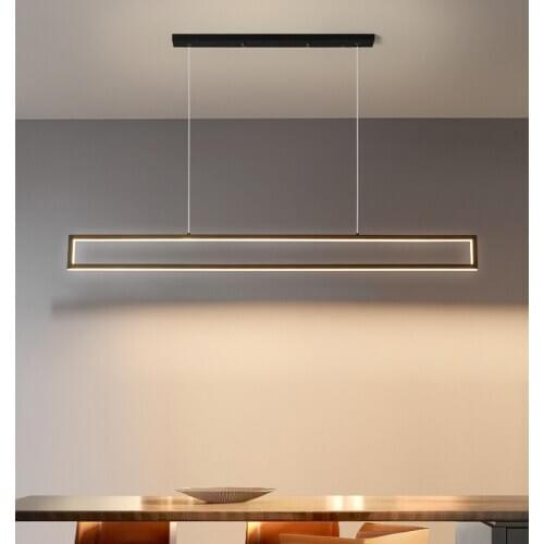 LED Chandelier Modern Nordic Minimalist Black Long Pendant Lamp For Dining Room Coffee Shop Bar Office Decoration Hanging Light