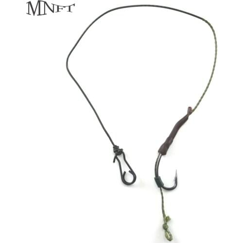 MNFT 4 Set Hair Rigs Braid Barbed Hooks Size 6# 8# 10# 12# Carp Fishing Hand Tied Terminal Tackle