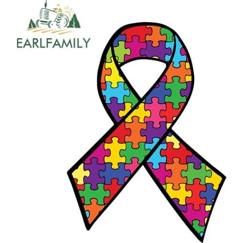 EARLFAMILY 13cm x 9.4cm for Autism Ribbon RV Car Accessoires Stickers Graffiti Decal Motorcycle Windshield Car Door Protector