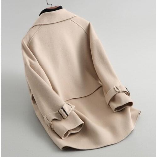 2020 New Spring Autumn Double-side Wool Coat Women Solid Medium Long Coats Winter Jackets Outerwear casaco KQN38053