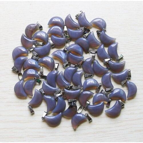 Wholesale 30pcs/lot Fashion Natural Gray agat e Moon Shape charms stone beads Pendants DIY Jewelry Making for women free shiping