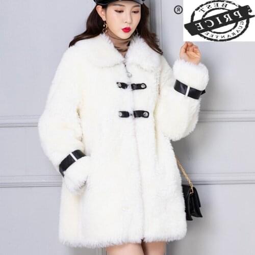 Real Fur Coat Female Kroean Sheep Shearing Jacket 2021 Winter Jacket Women Real Wool Coats and Jackets Women Outwear Y11