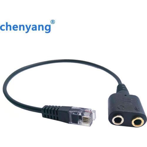 Free Shipping PC headset to 4P4C RJ9/RJ10/RJ22 jack adapter dual 3.5mm headphones with mic to RJ9 plug for desk phone