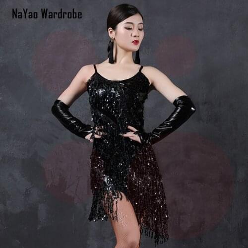Sequins Tassel Design Sleeveless Sexy Latin Dance Dress Women Dress for Ballroom Samba Tango Chacha Dancing Performamnce 58176