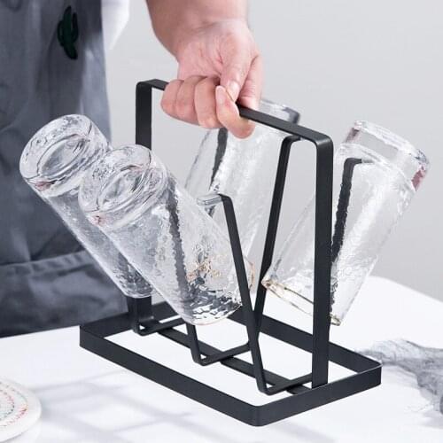 Cup Drying Rack Stand Beer Glasses Rack, 6 Cups Drainer Holder Rack Stainless Steel Non-Slip Mugs Cups Organizer