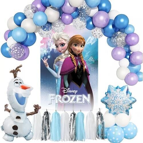 Frozen Elsa Anna Theme Balloon Sets Party Poster Cane Decoration Christmas Snowflake Cosplay Show Birthday Party Balloon Wedding