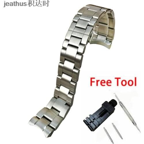 Jeathus watchband arc edge stainless steel strap watch band 22mm replacement for mido multifort m005430a m005 M005.430.36.051.80