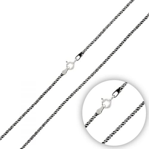 Silver 925 Sterling 50 Micron Oxidized Auger Chain Necklace