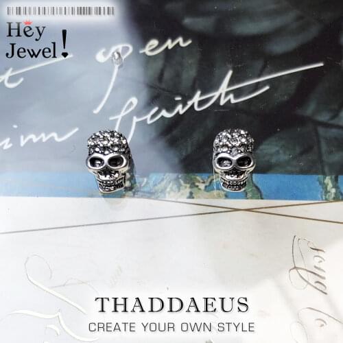 Blackened Skull Stud Earrings,Europe Vintage Fashion Good Jewerly For Women Men,2019 Autumn Gift In 925 Sterling Silver