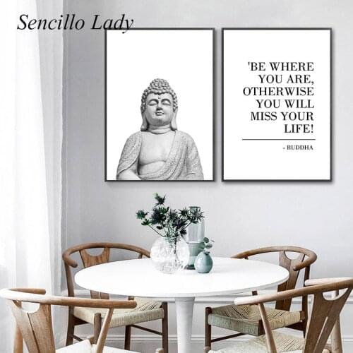 Buddha Statue Motivational Quotes Poster Motivational Canvas Art Print Buddhism Wall Painting Religion Home Decoration Picture