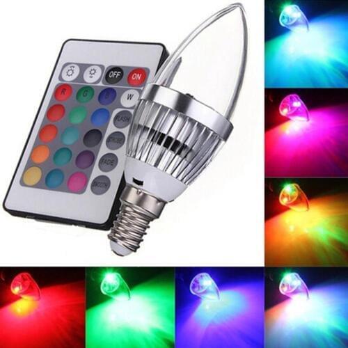 85-265V Remote Control Colorful Candle Lights E14/E12 3W RGB LED Color Changing Candle Light Lamp Bulb For Party Home Decoration
