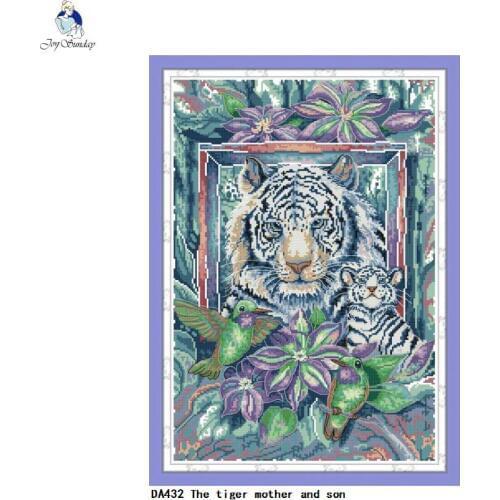 The tiger mother and son counted printed canvas cross stitch kits embroidery sets diy handwork accessories needlework