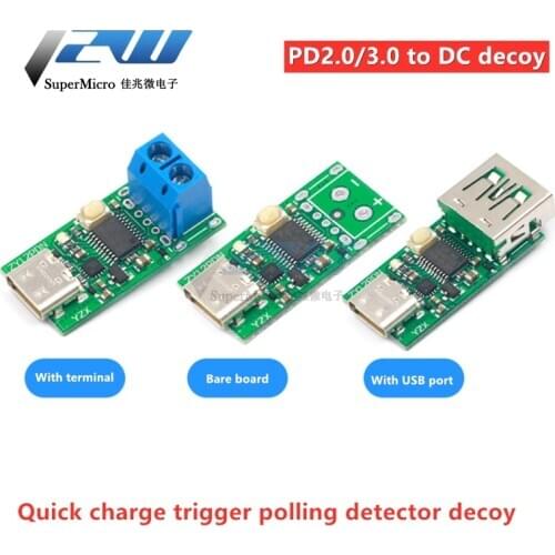 USB-C Type-C PD2.0 PD3.0 to DC, Spoof Detector with Quick Charge Trigger, USB-PD Notebook Power Supply Switch Board Module