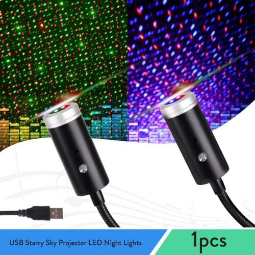 USB Starry Sky Projector LED Night Lights Plug in Car Atmosphere Ambient Star Galaxy Lamp 5V Light Roof Ceiling Decoration
