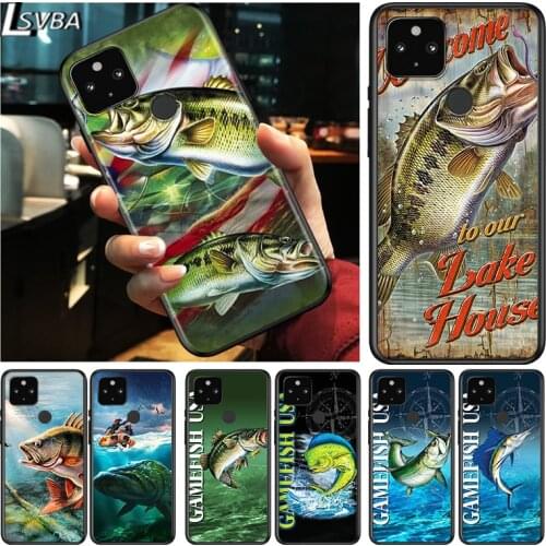 Gone fishing painting Shockproof Cover for Google Pixel 5 4 5A 4A XL 5G Black Phone Case Shell Soft Fundas Coque Capa