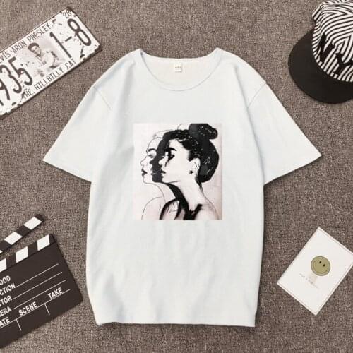 Korean Retro Girl Short Sleeve Shirt Women Cartoon Print Round Neck Large Size Soft T-shirt All-match Simple Fashion Top Student