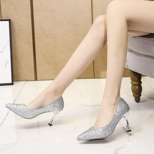 Woman High Heel Ladies Shoes Fashion Sequins Sexy Mature High Quality Luxurious New Wedding Shoes High Heel Women Shoes W37-05