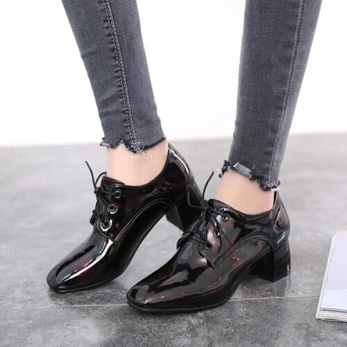 Big Size 11 12 13 14 15 16 17 ladies high heels women shoes woman pumps Fugu square head and middle heel lace deep single shoe