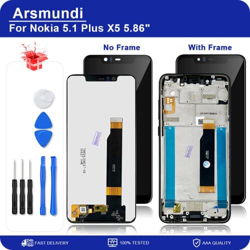 5.86" For Nokia 5.1 Plus lcd Display For Nokia X5 LCD Touch Screen Digitizer Assembly With Frame Replacement Parts
