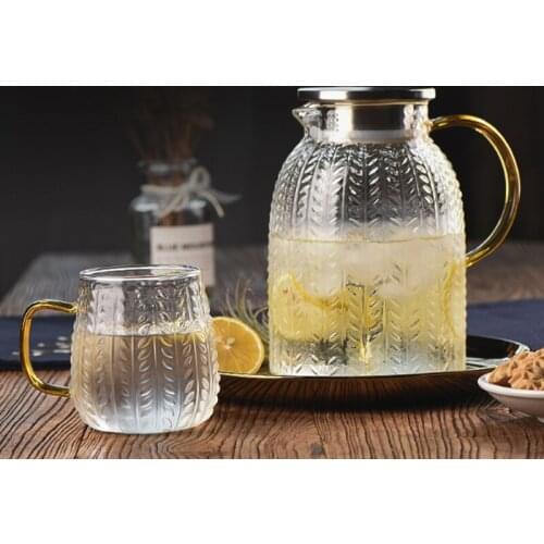 1300ML 1800ML Hammer Pattern Kettle Borosilicate Glass Creative Household Simple Glass Kettle Drinkware