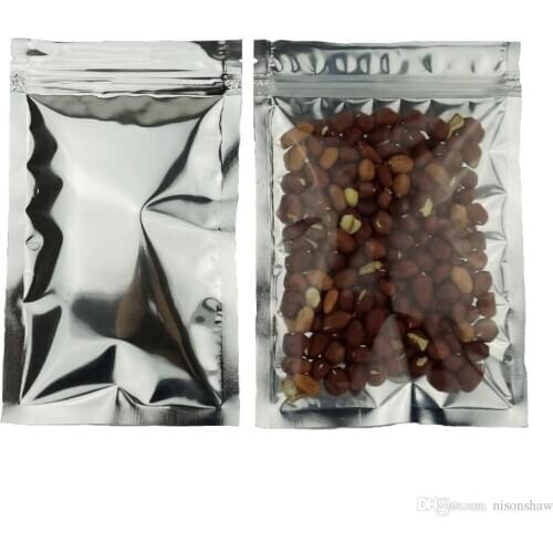 16*24cm Translucent plating aluminium ziplock bags - Front clear Zipper resealable metallic mylar foil plastic pouches