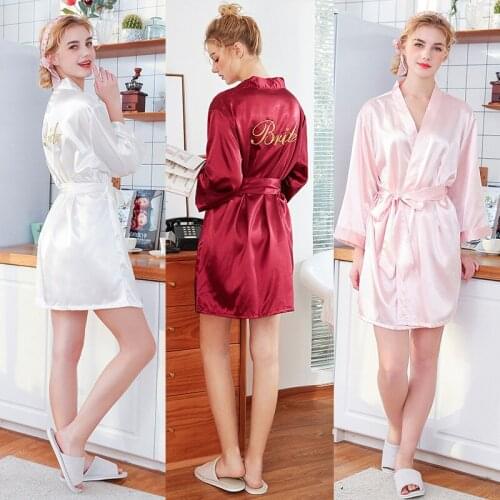 2019 Silk-like Robe Wedding Dress Embroidered Bride Cardigan Bride Morning Robe