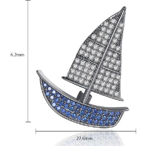 2020 New Gold-plated Copper High-quality AAA Zircon Inlaid Fashion All-match Personality Small Sailing Brooch Ladies Brooch