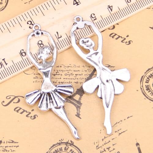 24pcs Jewelry Charms ballet dancer ballerina 61x24mm Antique Silver Plated Pendants Making DIY Handmade Tibetan Silver Jewelry