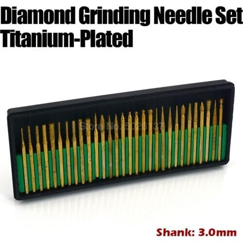 30 Pcs Box Shank Diamond Grinding Burr Needle Point Engraving Carving Polishing Glass Jade Stone Drill Bit Rotary Bits Tool
