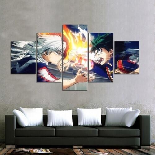 Canvas Decor Hd Prints 5 Pieces My Hero Academia Pictures Anime Painting Wall Art Modular Poster Living Room Home Decoration
