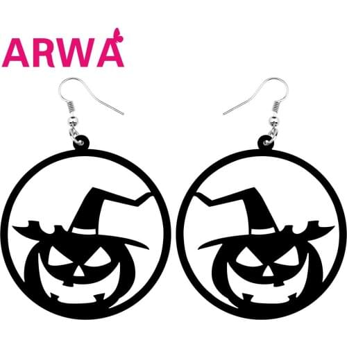 ARWA Acrylic Halloween Hollow Anime Hat Demon Pumpkin Earrings Trendy Drop Dangle For Teens Girls Women Festival Gifts Charms