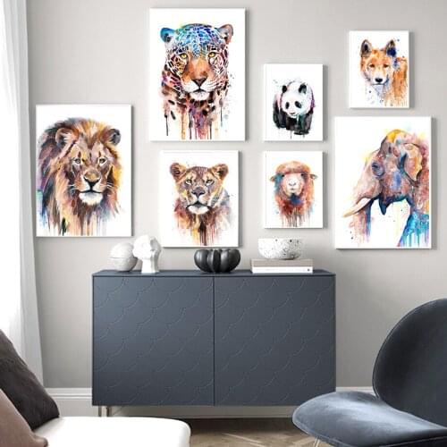 Alpaca Tiger Elephant Lion Fox Panda Wall Art 5D DIY Poured Glue Diamond Painting Kits Scalloped Edge Nordic Animal Room Decor