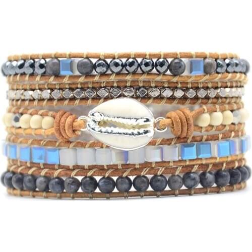 Mens & Women Bracelets 2018 Natural Shell Stones Beaded Bracelet Punk Inspirational Punk Bracelet Handmade Jewelry Dropship