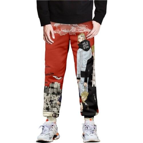 Tokyo Revengers 3D Men/Women Neutral StyleThreaded Bunched Trousers Japan Kawaii Threaded Bunched Leg Pants