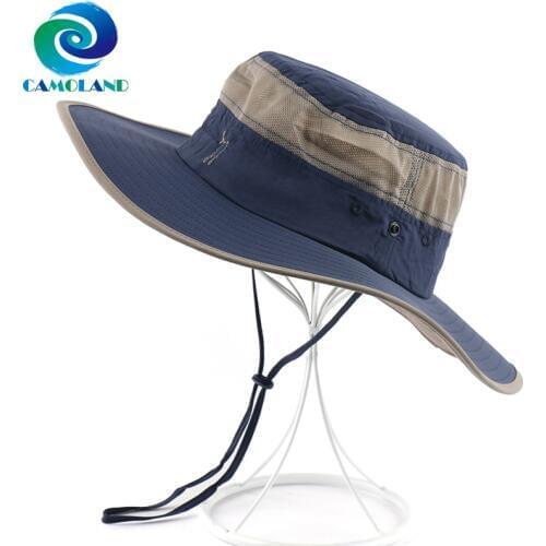 CAMOLAND High Quality Waterproof Boonie Hat For Male Summer Sun Hat Outdoor Beach Caps Unisex Hiking Breathable Bucket Hats