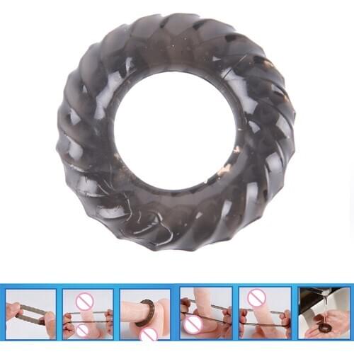 Black Silicone Male Delay Lock Elastic Ring double Cock Ring Penis Soft Adult Sex Toy Ejaculation Sex Product for men