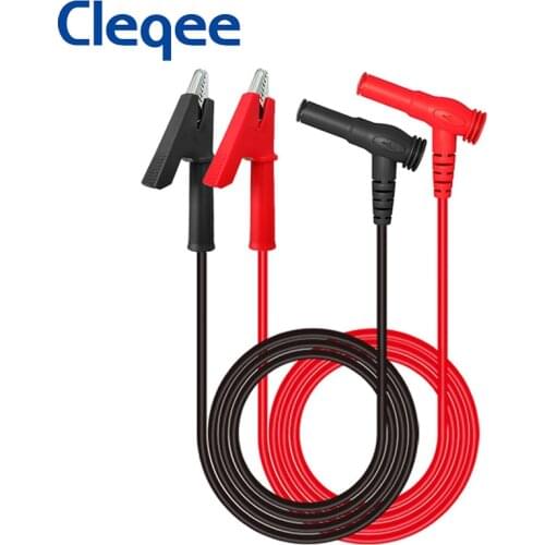 Cleqee 2PCS Alligator Clips Test Leads Wire Cable Insulators Clips Test Flexible Copper Cable for Electrical Multimer Testing