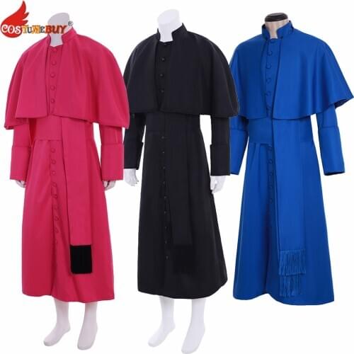 Costumebuy Roman Soutane Cassock Costume Master Cosplay Adult Men Women Medieval Clergy Robe Cassock Suit Custom Made