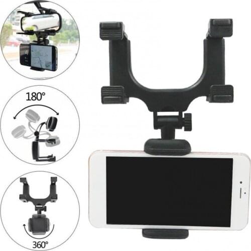 360 Degree Rotation Car Interior Rearview Mirror Mount Phone Holder Bracket For iPhone Samsung Xiaomi