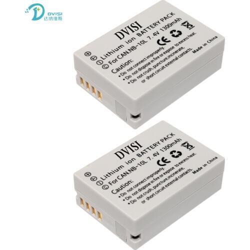 DVISI 2pcs/lot 7.4V 1300mAh Digital Camera Battery Pack NB-10L NB10L For Canon G1X G15 G16 SX40HS SX50HS SX60HS SX40 SX50 HS