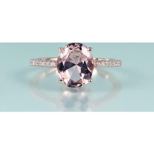 GEMS BEAUTY Rose Gold Filled Sterling Silver Natural Morganite Rings Oval Cut Handmade Romantic For Women Engagement Rings