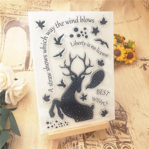 Hot sale Silhouette deer Transparent Clear Stamps / Silicone Seals Roller Stamp for DIY scrapbooking photo album/Card Making