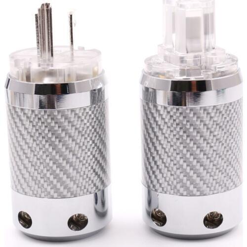Hi-End Silver Plated US AC Power Plug HIFI Audio Grade Copper US plug IEC Female connector DIY Power Cord Cable