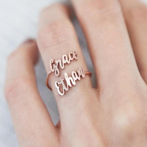 Custom Ring Double Name Letters Ring Custom Nameplate Rings Baby Names Couples Names Ring Mother Daughter Rings Family Ring