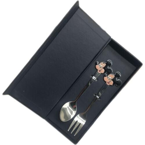 Creativity Mickey Mouse Cartoons Fork spoon Children fall in love with eating utensils stainless steel Cutlery Set